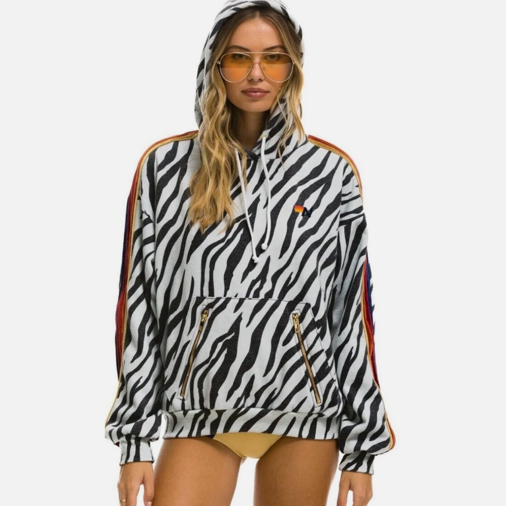 Aviator nation zebra and velvet sweatshirt